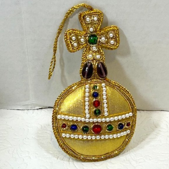 Handmade St.Nicolas * Sovereign Orb* Designed Gold Christmas Ornament 4.5" - Picture 1 of 7